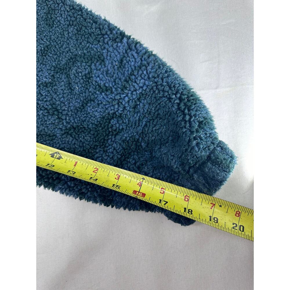 Vintage L.L. Bean Women's sz M Oak Leaf Print Green Blue Fleece Zip Up Hoodie - Picture 6 of 10